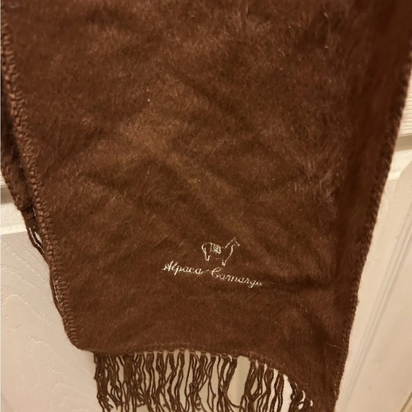 Alpaca Camargo Wool Brown Fringe Scarf - Picture 4 of 11